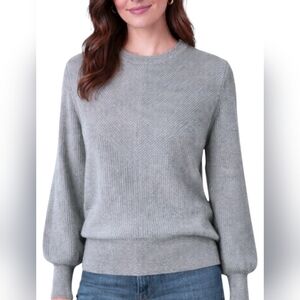 Apt 9 Soft Grey Ribbed Balloon Sleeve Sweater NWT Sz S